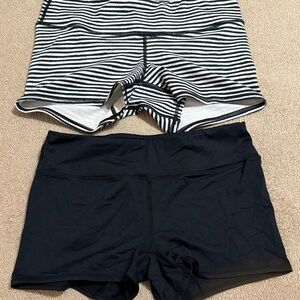 Women's Athletic Shorts - Black and Striped